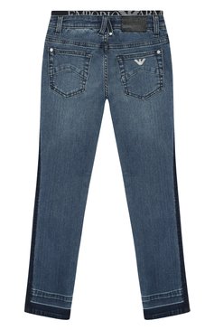 Детские джинсы с декоративными потертостями EMPORIO ARMANI темно-синего цвета, арт. 3G4J17/4DFKZ | Фото 2 (Материал внешний: Хлопок; Статус проверки: Проверено, Проверена категория)