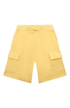 Детские хлопковые шорты-карго IL GUFO желтого цвета, арт. P23PB155MF700/2A-4A | Фото 1 (Случай: Повседневный; Материал сплава: Проставлено; Нос: Не проставлено; Материал внешний: Хлопок)