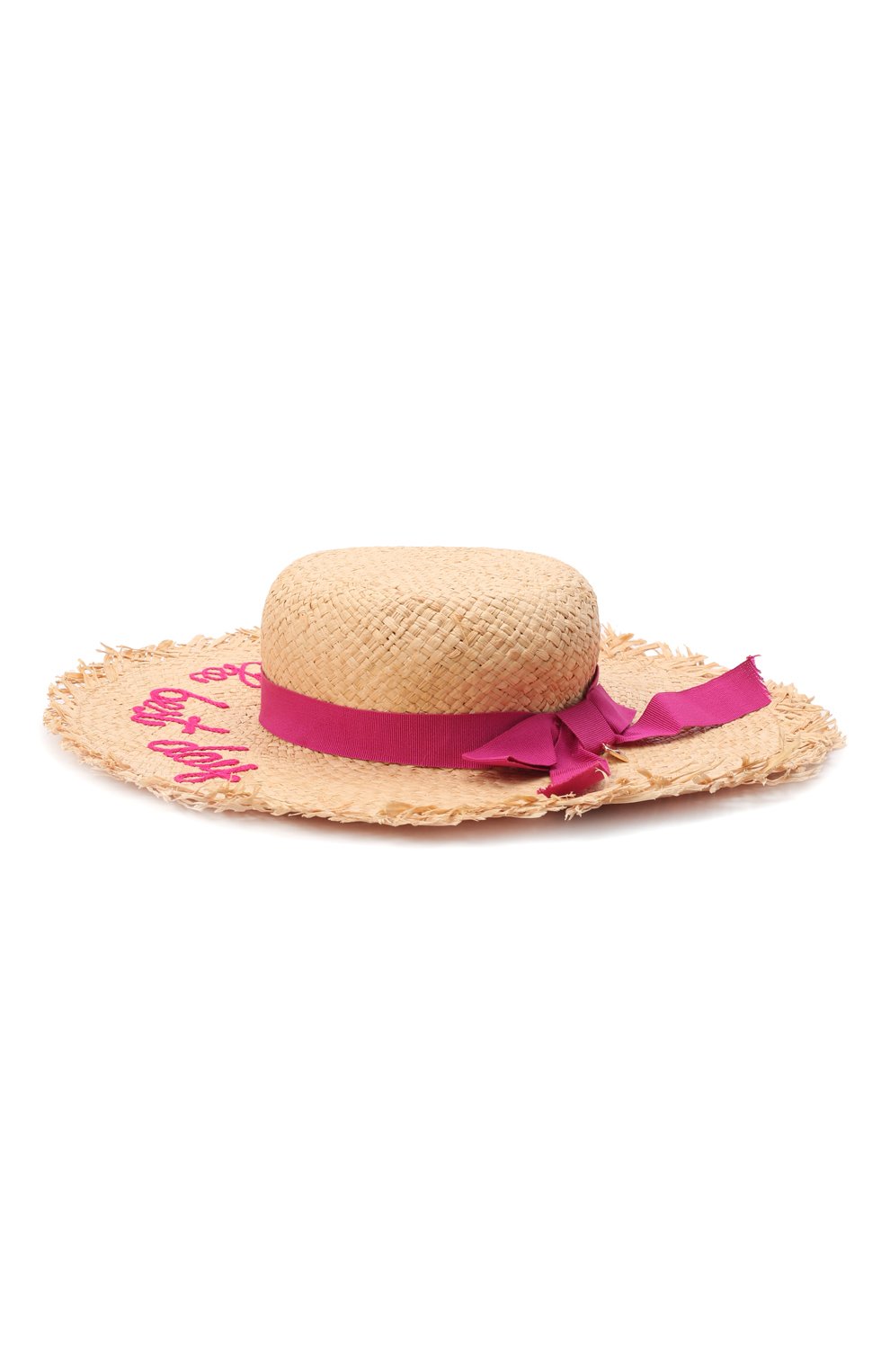 Детская соломенная шляпа IL TRENINO розового цвета, арт. 22 8026/1G | Фото 2 (Мате риал сплава: Проставлено; Нос: Не проставлено; Материал: Растительное волокно)