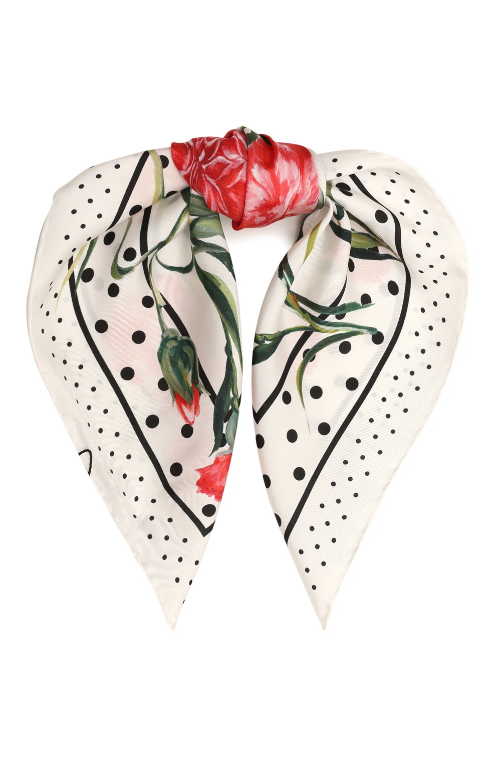 Женский шелковый платок DOLCE & GABBANA белого цвета, арт. FN093R/GDAWW | Фото 1 (Материал: Текстиль, Шелк; Материал сплава: Проставлено; Нос: Не проставлено)