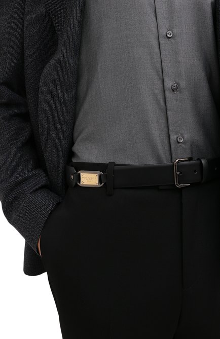 Мужской кожаный ремень DOLCE & GABBANA черного цвета, арт. BC4595/AX622 | Фото 2 (Случай: Повседневный; Материал: Натуральная кожа)