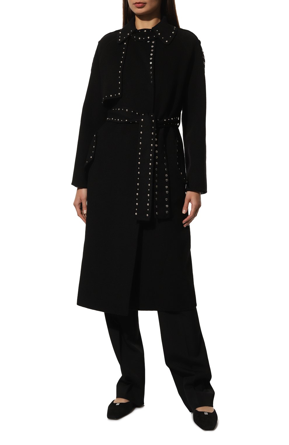 Женское шерстяное пальто ERMANNO FIRENZE черного цвета, арт. D41ED 001CCE04 | Фото 3 (Материал внешний: Шерсть; Рукава: Длинные; Длина (верхняя одежда): Длинные; 1-2-бортные: Однобортные; Стили: Кэжуэл)