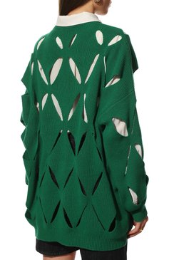 Женский шерстяной пуловер VALENTINO зеленого цвета, арт. XB0KC27X6R2 | Фото 4 (Материал внешний: Шерсть; Рукава: Длинные; Длина (для топов): Стандартные; Женское Кросс-КТ: Пуловер-одежда; Стили: Романтичный)