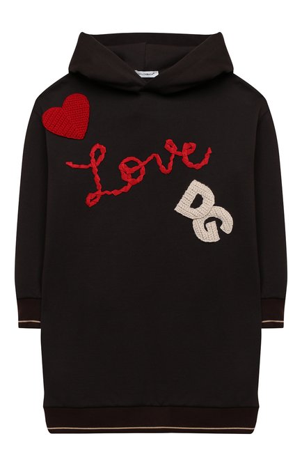 Детское хлопковое платье DOLCE & GABBANA темно-коричневого цвета, арт. L5JD1X/G7XRR/2-6 | Фото 1 (Материал внешний: Хлопок; Материал подклада: Хлопок; Рукава: Длинные; Случай: Повседневный; Девочки Кросс-КТ: Платье-одежда; Региональные ограничения белый список (Axapta Mercury): RU; Ростовка одежда: 2 года | 92 см, 3 года | 98 см, 4 года | 104 см, 5 лет | 110 см, 6 лет | 116 см)