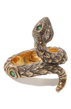 Женское кольцо one round snake QUEENSBEE золотого цвета, арт. 102008 | Фото 1 (Материал: Серебро)