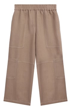 Детские брюки из вискозы BRUNELLO CUCINELLI бежевого цвета, арт. BH126P079A | Фото 1 (Случай: Повседневный; Материал внешний: Вискоза)