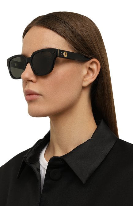 Женские солнцезащитные очки LINDA FARROW черного цвета, арт. LFL1243C1SUN | Фото 2 (Тип очков: С/з; Очки форма: Квадратные; Оптика Гендер: оптика-женское)