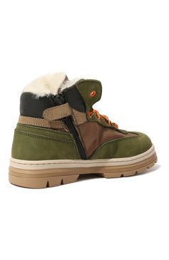 Детские кожаные ботинки WALKEY зеленого цвета, арт. Y1B4-42176-1523/25-29 | Фото 3 (Материал внешний: Текстиль; Материал утеплителя: Натуральный мех)