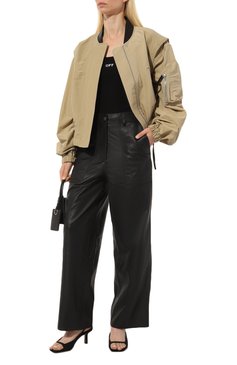 Женские кожаные брюки DEADWOOD черного цвета, арт. DW-WPRE0001 | Фото 2 (Силуэт Ж (брюки и джинсы): Широкие; Стили: Гламурный; Длина (брюки, джинсы): Стандартные; Женское Кросс-КТ: Брюки-одежда; Материал подклада: Синтетический материал; Материал внешний: Натуральная кожа)