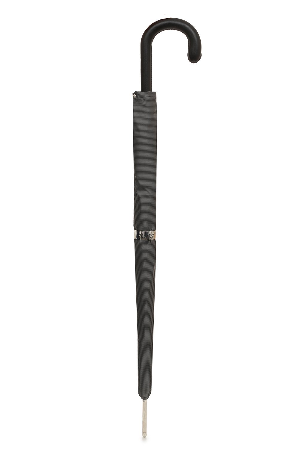 Мужской зонт-трость PASOTTI OMBRELLI черного цвета, арт. 478/RAS0 6768/7/PELLE | Фото 4 (Материал: Текстиль, Синтетический материал, Металл)