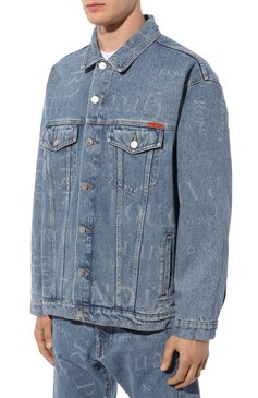 Мужская джинсовая куртка MARTINE ROSE синего цвета, арт. CMRSS23201 | Фото 3 (Кросс-КТ: Куртка, Деним; Рукава: Длинные; Стили: Гранж; Материал сплава: Проставлено; Материал внешний: Хлопок, Деним; Драгоценные камни: Проставлено; Длина (верхняя одежда): Короткие)