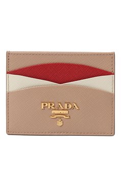 Женский кожаный футляр для кредитных карт PRADA бежевого цвета, арт. 1MC025-ZLP-F0KNX | Фото 1 (Материал: Натуральная кожа)