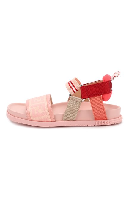 Детские текстильные босоножки FENDI розового цвета, арт. JMR315/AAE6/32-39 | Фото 2 (Материал внутренний: Натуральная кожа; Материал внешний: Текстиль)
