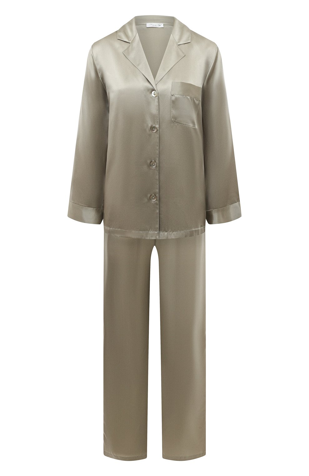 Женская шелковая пижама LUNA DI SETA светло-зеленого цвета, арт. VLST08007 | Фото 1 (Материал внешний: Шелк; Материал сплава: Проставлено; Нос: Не проставлено)