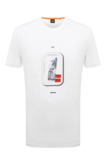 Мужская хлопковая футболка BOSS белого цвета по цене 6960 руб., арт. 50503535 | Фото 1