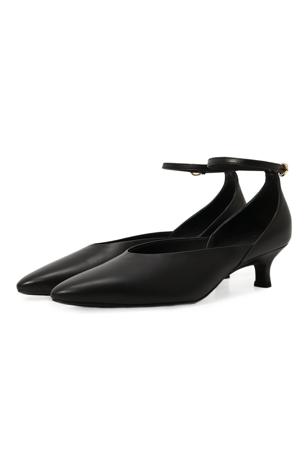 Женские кожаные туфли d'orsay CO черного цвета, арт. 0317AGN | Фото 1 (Каблук высота: Низкий; Материал внутренний: Натуральная кожа; Материал сплава: Проставлено; Подошва: Плоская; Каблук тип: Kitten heel; Драгоценные камни: Проста влено)