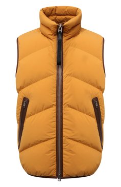 Мужской пуховый жилет TOM FORD желтого цвета, арт. BY029/TF0308 | Фото 1 (Кросс-КТ: Куртка, Пуховик; Материал внешний: Синтетический материал; Материал сплава: Проставлено; Материал подклада: Синтетический материал; Драгоценные камни: Проставлено; Длина (верхняя одежда): Короткие; Материал утеплителя: Пух и перо; Стили: Кэжуэл)