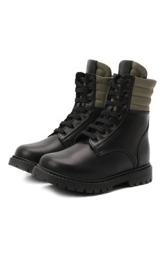 Детские кожаные ботинки FENDI черного цвета, арт. JMR377/AE8A/20-26 | Фото 1 (Материал внешний: Кожа; Материал утеплителя: Натуральный мех)