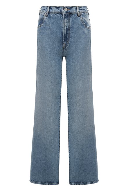 Женские джинсы LESYANEBO голубого цвета, арт. FW23/DENIMHJ001 | Фото 1 (Материал сплава: Проставлено; Длина (брюки, джинсы): Стандартные; Драгоценные камни: Проставлено; Материал внешний: Хлопок)