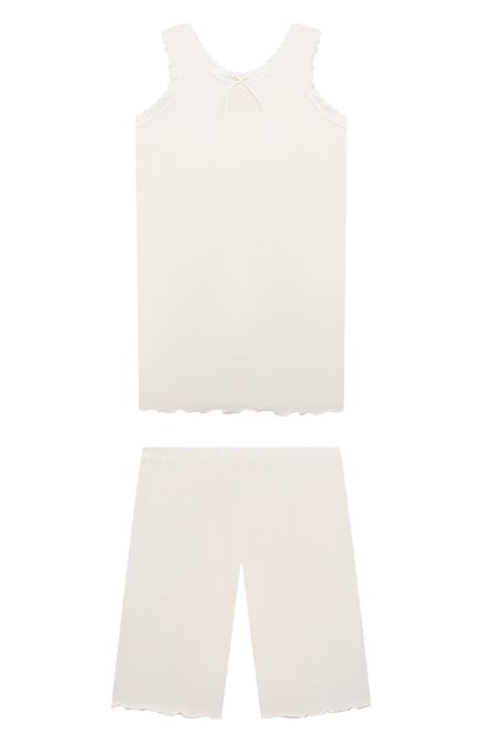 Детская пижама из вискозы STORY LORIS кремвого цвета, арт. 36601/3-6 | Фото 1 (Материал сплава: Проставлено; Материал внешний: Вискоза; Рукава: Короткие; Драгоценные камни: Проставлено)