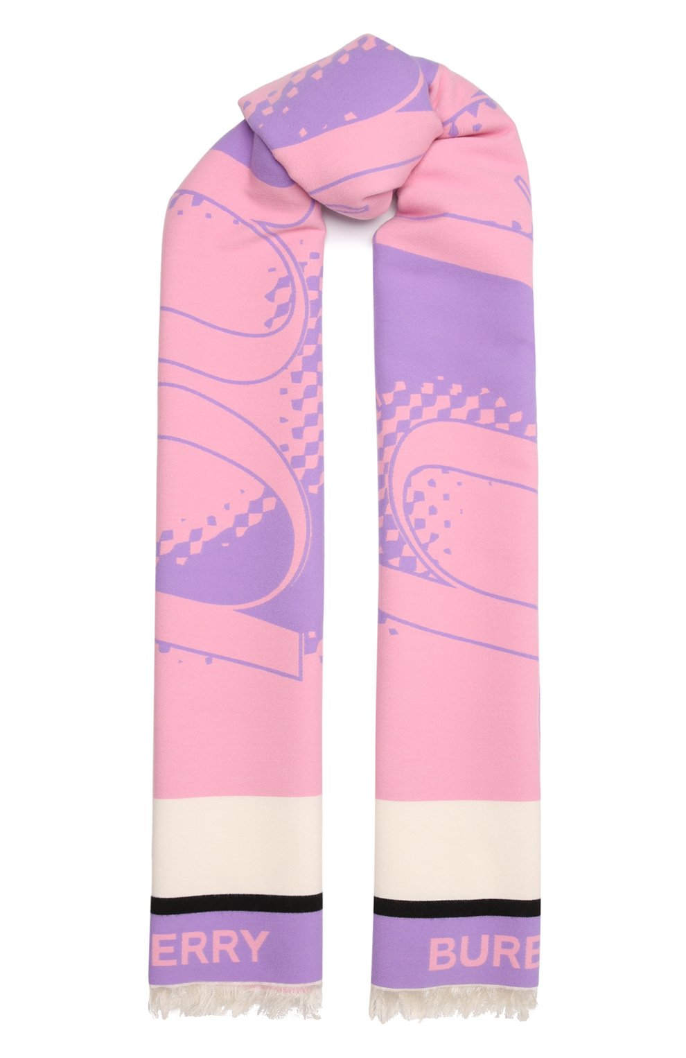 Женский шарф из шерсти и шелка BURBERRY розового цвета, арт. 8049688 | Фото 1 (Материал: Текстиль, Шерсть)
