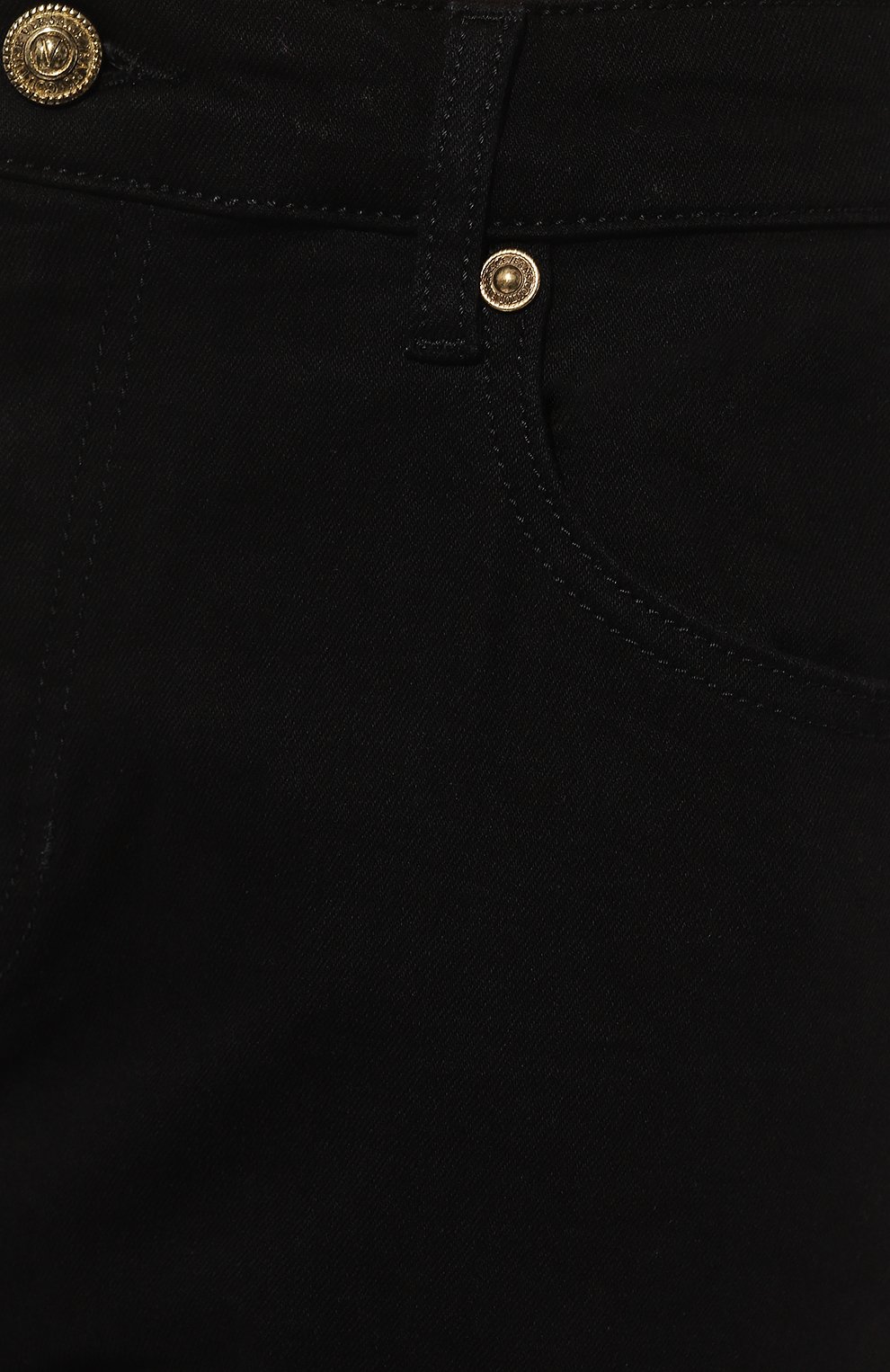 Женские джинсы VERSACE JEANS COUTURE черного цвета, арт. 75HAB5B1/CDW00 | Фото 5 (Кросс-КТ: Деним; Длина (брюки, джинсы): Стандартные; Силуэт Ж (брюки и джинсы): Прямые; Материал сплава: Проставлено; Материал внешний: Хлопок; Драгоценные камни: Проставлено; Стили: Кэжуэл)