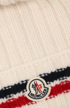 Мужская шерстяная шапка MONCLER белого цвета, арт. F2-091-9Z742-00-A9536 | Фото 3 (Материал: Текстиль, Шерсть; Кросс-КТ: Трикотаж)