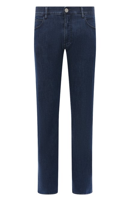 Мужские джинсы GIORGIO ARMANI темно-синего цвета, арт. 3RSJ15/SD3HZ | Фото 1 (Материал внешний: Хлопок, Деним; Длина (брюки, джинсы): Стандартные; Стили: Кэжуэл; Кросс-КТ: Деним; Силуэт М (брюки): Прямые)