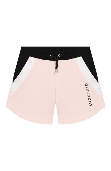 Детские шорты GIVENCHY розового цвета, арт. H14091 | Фото 1 (Материал внешний: Хлопок; Девочки Кросс-КТ: Шорты-одежда; Случай: Повседневный)