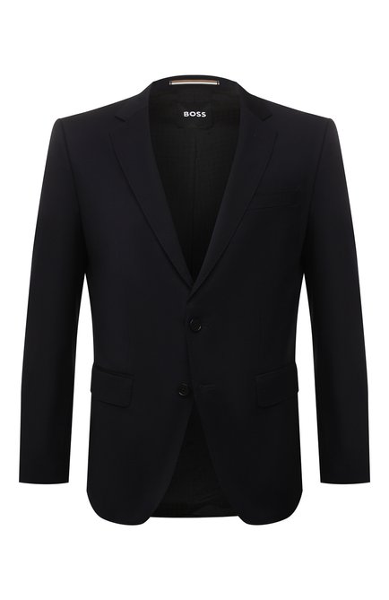 Мужской шерстяной пиджак BOSS темно-синего цвета по цене 48200 руб., арт. 50469171 | Фото 1
