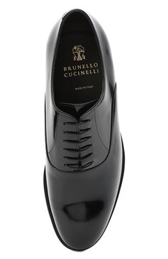 Мужские кожаные оксфорды BRUNELLO CUCINELLI черного цвета, арт. MZUSUMK937 | Фото 5 (Материал внутренний: Натуральная кожа; Стили: Классический; Мужское Кросс-КТ: Вечерняя обувь; высота каблука: 2,7; ширина носка стельки: 9,1, 9,4; толщина подошвы: 1,2)