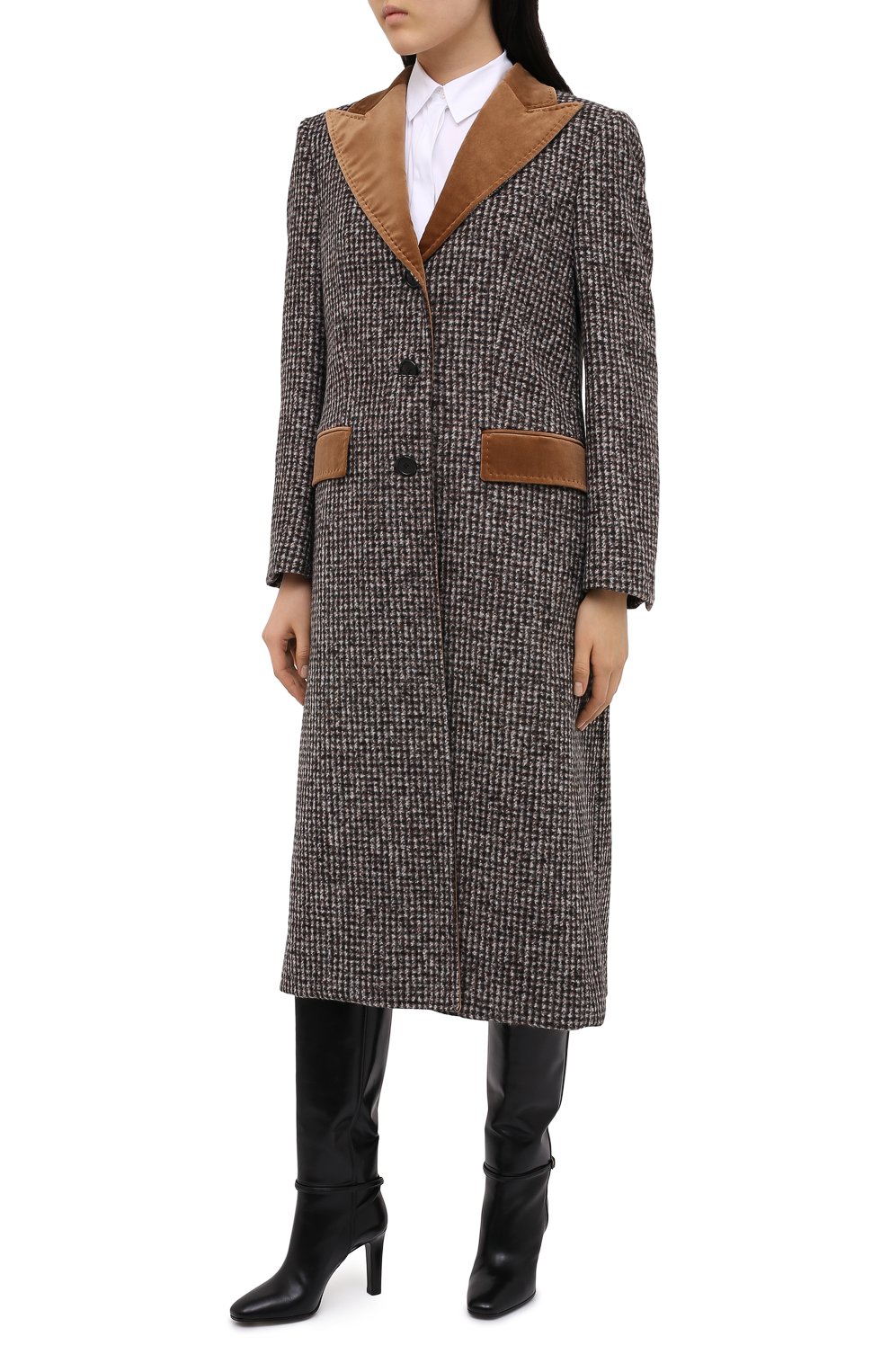 Женское темно-серое шерстяное пальто DOLCE & GABBANA купить в интернет ...