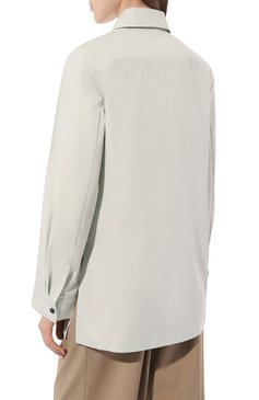 Женская хлопковая рубашка JIL SANDER голубого цвета, арт. J02DL0107/J45002 | Фото 4 (Принт: Без принта; Женское Кросс-КТ: Рубашка-одежда; Материал внешний: Хлопок; Стили: Кэжуэл)