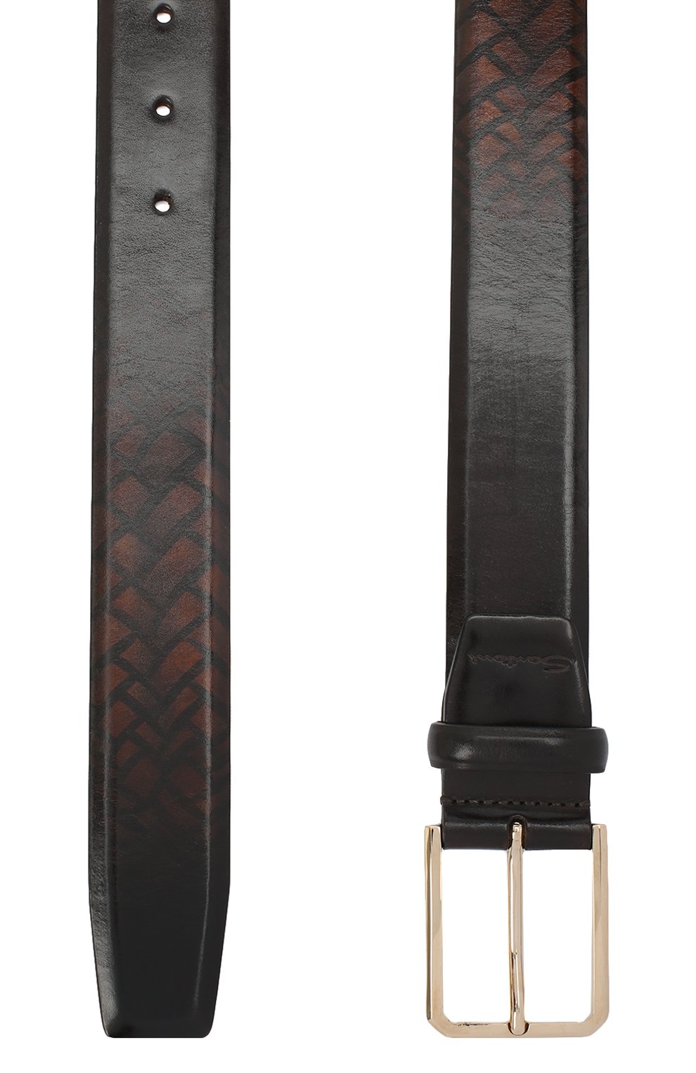 Мужской кожаный ремень SANTONI коричневого цвета, арт. CM35NS004B91HPHRT40 | Фото 2 (Материал: Натуральна�я кожа; Случай: Формальный)