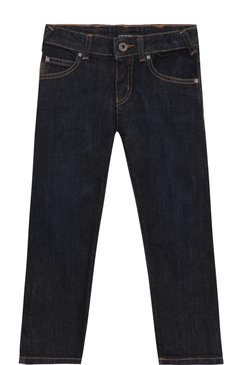 Детские джинсы прямого кроя EMPORIO ARMANI темно-синего цвета, арт. 6Z4J45/1D0NZ | Фото 1 (Материал внешний: Хлопок; Статус проверки: Проверено, Проверена категория)