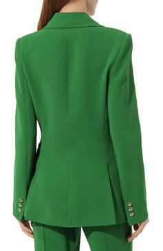 Женский жакет ELIE SAAB зеленого цвета, арт. 15080 | Фото 4 (Материал внешний: Шелк, Синтетический материал, Вискоза; Рукава: Длинные; Случай: Повседневный; Длина (для топов): Стандартные; Материал сплава: Проставлено; 1-2-бортные: Однобортные; Драгоценные камни: Проставлено; Женское Кросс-КТ: Жакет-одежда; Материал подклада: Шелк; Стили: Кэжуэл)
