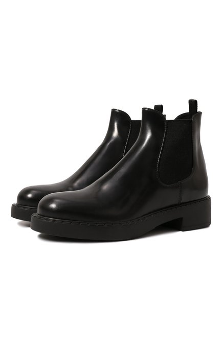 Женские кожаные ботинки PRADA черного цвета по цене 92000 руб., арт. 1T251M-ULS-F0002-B050 | Фото 1
