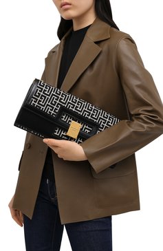 Женская сумка BALMAIN черного цвета, арт. VN1S610/TJGH | Фото 5 (Сумки-технические: Сумки через плечо; Ремень/цепочка: С цепочкой; Материал: Текстиль; Размер: large)