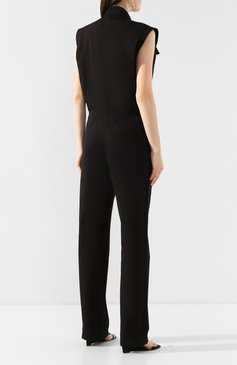 Женский комбинезон BOTTEGA VENETA черного цвета, арт. 610665/VKJ40 | Фото 4 (Длина (брюки, джинсы): Удлиненные; Случай: Вечерний; Принт: Без принта; Региональные ограничения белый список (Axapta Mercury): RU; Материал внешний: Хлопок; Рукава: Без рукавов; Женское Кросс-КТ: Комбинезон-одежда; Статус проверки: Проверена категория)