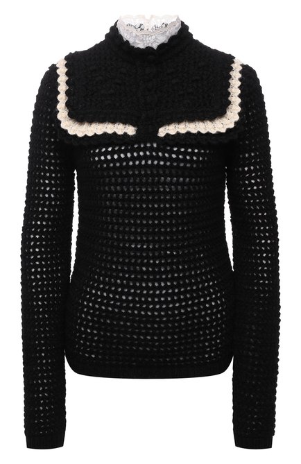 Женский шерстяной свитер SAINT LAURENT черного цвета по цене 241500 руб., арт. 668348/Y75F0 | Фото 1