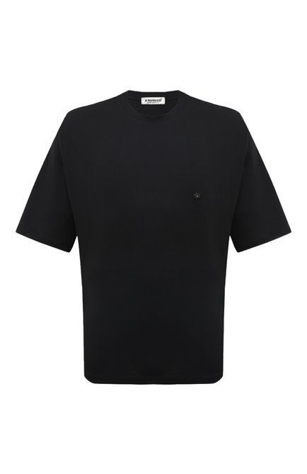 Мужская хлопковая футболка A PAPER KID черного цвета, арт. F3PKMATH023 | Фото 1 (Драгоценные камни: Проставлено; Материал внешний: Хлопок; Длина (для топов): Стандартные; Материал сплава: Проставлено; Рукава: Короткие)