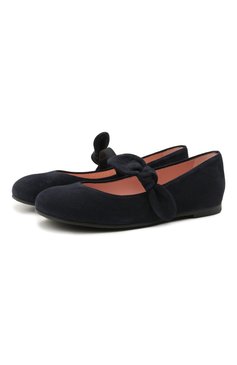 Детские замшевые балетки PRETTY BALLERINAS темно-синего цвета, арт. 49.109/ANGELIS | Фото 1 (Материал внутренний: Натуральная кожа; Региональные ограничения белый список (Axapta Mercury): RU; Девочки-школьная форма: Классическая обувь)