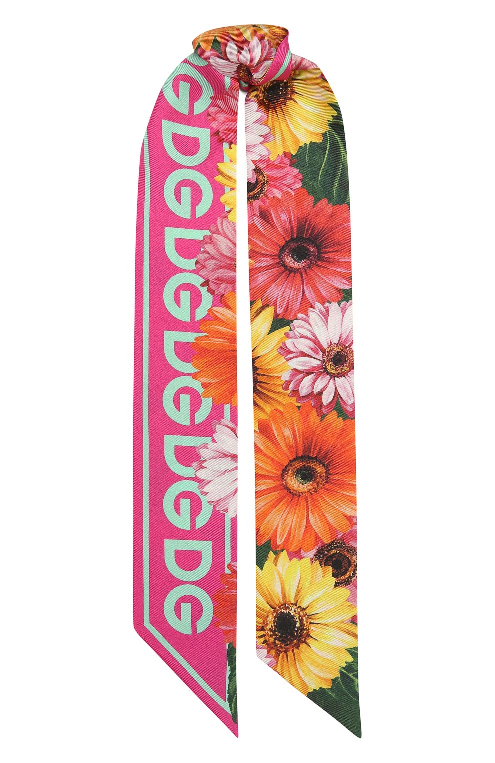 Женский шелковый шарф-бандо DOLCE & GABBANA розового цвета, арт. FS215A/G0TC2 | Фото 1 (Материал: Текстиль, Шелк; Принт: С принтом)