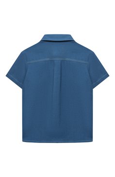 Детская льняная рубашка LORO PIANA синего цвета, арт. FAM0330 | Фото 2 (Рукава: Короткие; Региональные ограничения белый список (Axapta Mercury): Не проставлено; Материал спла ва: Проставлено; Нос: Не проставлено; Материал внешний: Лен; Драгоценные камни: Проставлено)