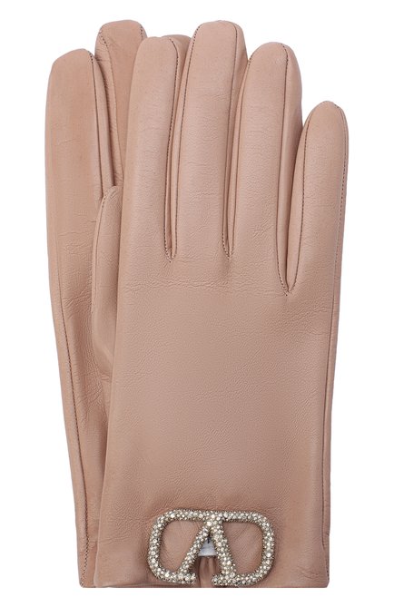 Женские кожаные перчатки VALENTINO бежевого цвета, арт. UW2GDA00/NEB | Фото 1 (Материал: Натуральная кожа)