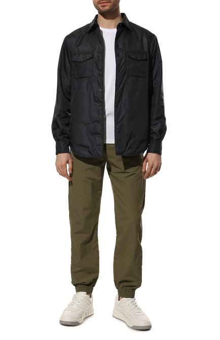 Мужская утепленная куртка-рубашка ASPESI темно-синего цвета, арт. S2 I I029 7961 | Фото 2 (Рукава: Длинные; Материал внешний: Синтетический материал; Длина (верхняя одежда): Короткие; Материал подклада: Синтетический материал; Кросс-КТ: Куртка; Мужское Кросс-КТ: утепленные куртки; Стили: Кэжуэл)