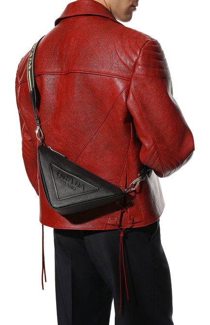 Мужская кожаная сумка PRADA черного цвета, арт. 2VH155-2FAD-F0002-OOO | Фото 2 (Ремень/цепочка: На ремешке; Размер: medium; Материал: Натуральная кожа)
