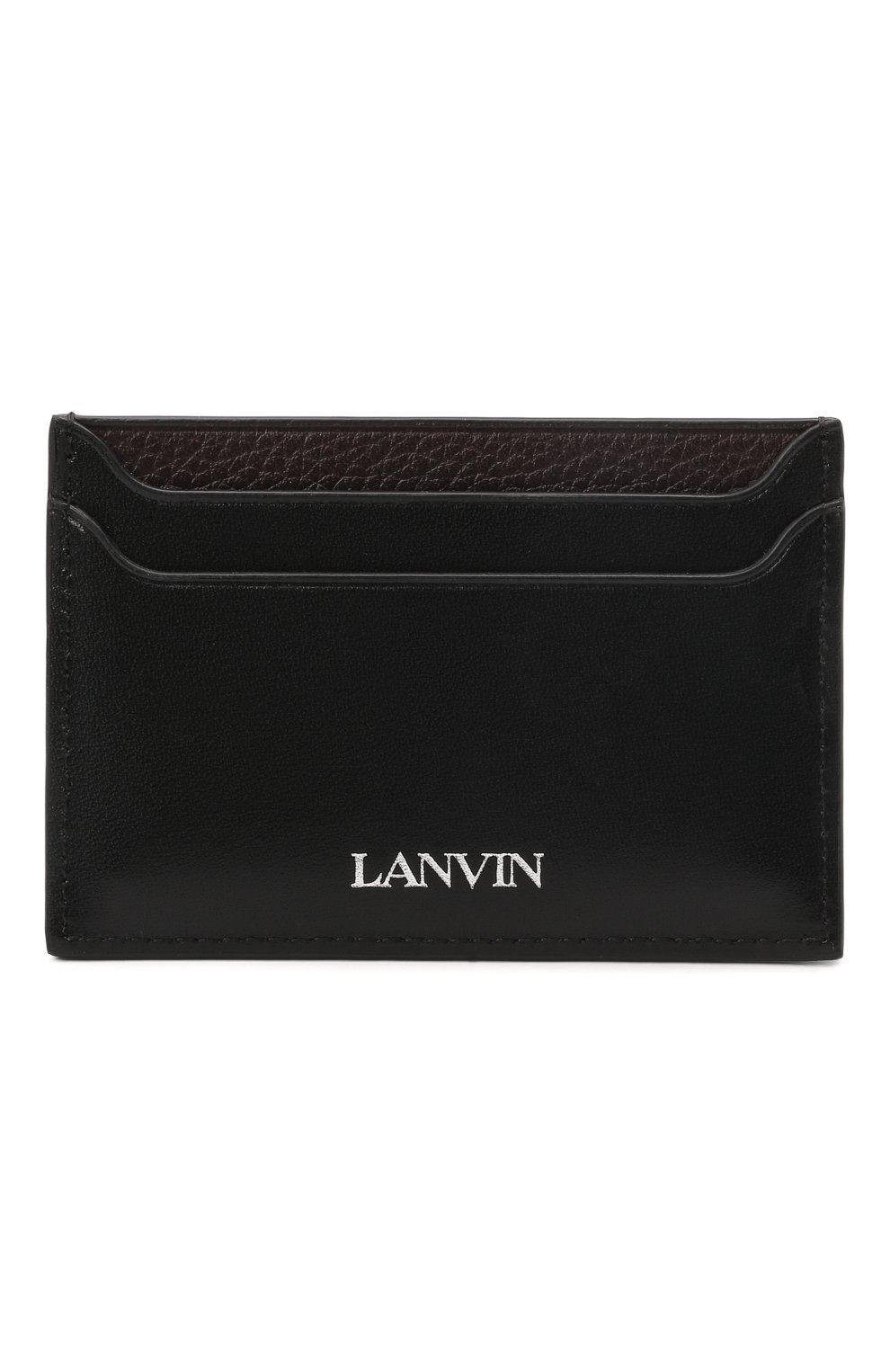 Мужской кожаный футляр для кредитных карт LANVIN черного цвета, арт. LM-SLWPC0-PALM-A21 | Фото 1 (Материал: Натуральная кожа)