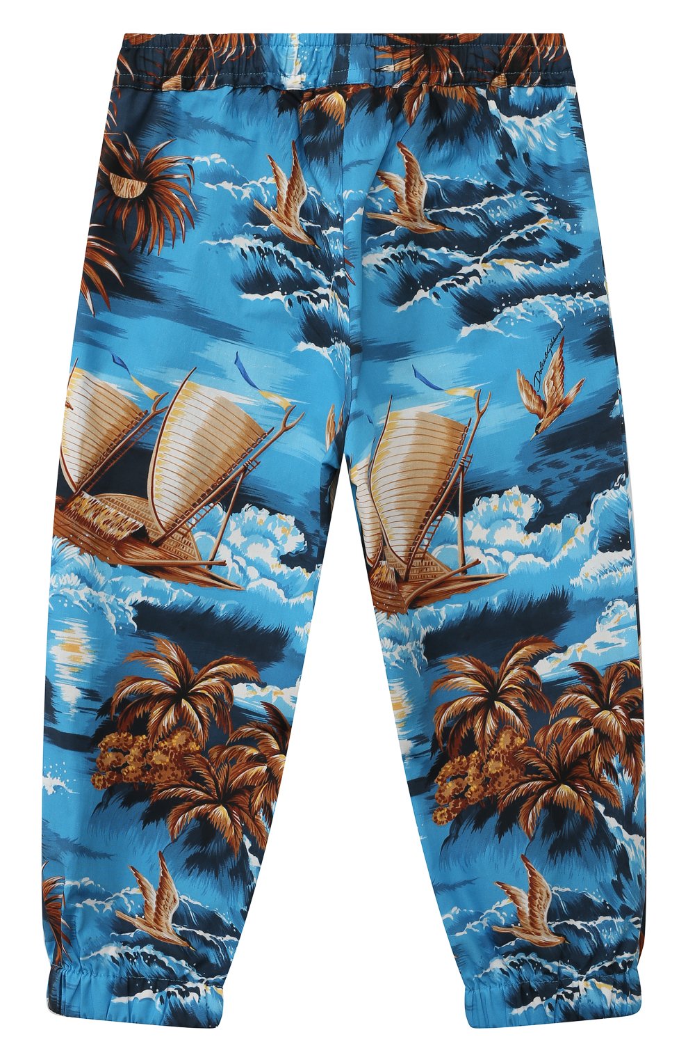 Детские хлопковые джоггеры DOLCE & GABBANA синего цвета, арт. L44P07/G7H0W/2-6 | Фото 2 (Материал внешний: Хлопок; Мальчики Кросс-КТ: Джоггеры-одежда)