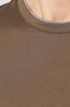 Мужская хлопковая футболка ELEVENTY PLATINUM коричневого цвета, арт. A75TSHA03 JER0A006 | Фото 5 (Принт: Без принта; Рукава: Короткие; Длина (для топов): Стандартные; Мужское Кросс-КТ: Футболка-одежда; Материал внешний: Хлопок; Стили: Кэжуэл)